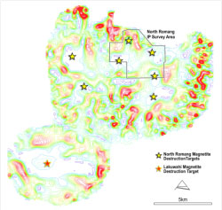 Aeromagnetic model of Romang Island highlighting multiple mineral targets at North Romang